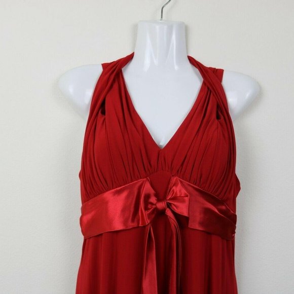 Jessica Howard Womens Dress V Neck Halter Bow Red - Picture 3 of 10